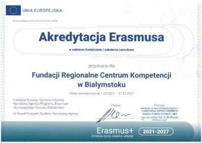 We have received accreditation from the largest educational foundation in Poland – the National Agency of the Erasmus + Program